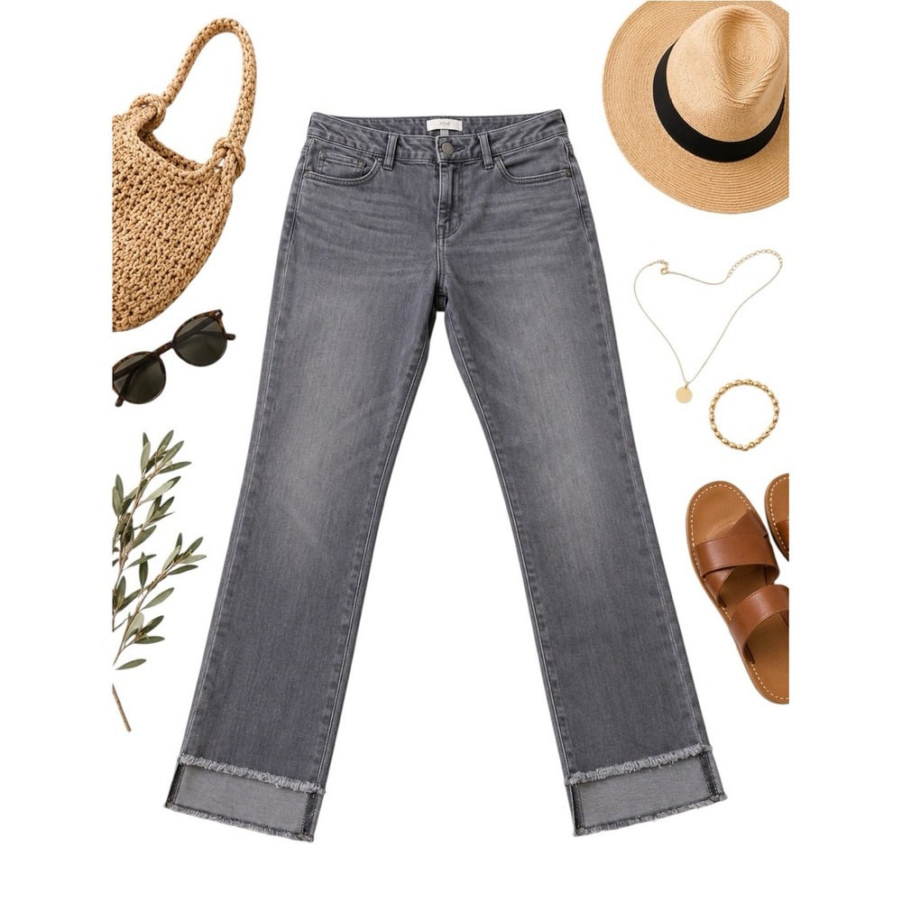 Joie Gray Step Hem Skinny Ankle Jeans Women's 28 Raw Released Hem Stretch Denim